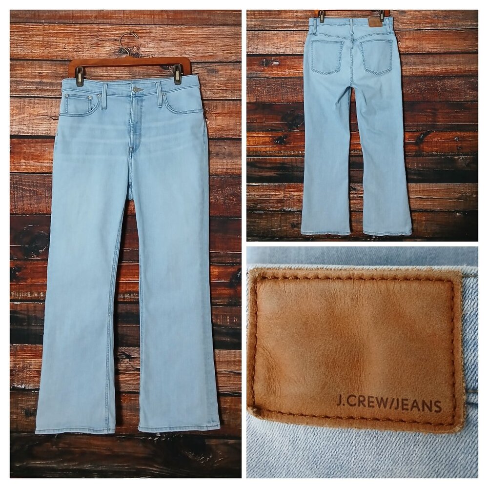 J Crew Jeans 31 Curvy Billie Demi Boot Crop Light Wash Blue Denim Stretch